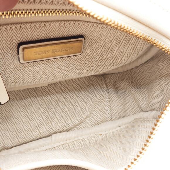 Tory Burch Leather Crossbody Bag White Floral Gold Cottagecore Embroidered - Picture 8 of 11